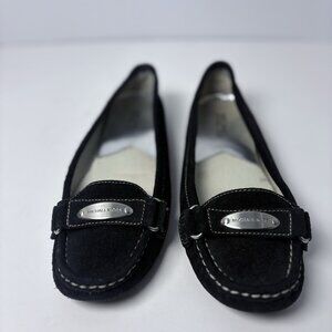 Michael Kors Black Suede Loafer MK Plate, Driver, Slip On Moccasin,‎ Casual 7M